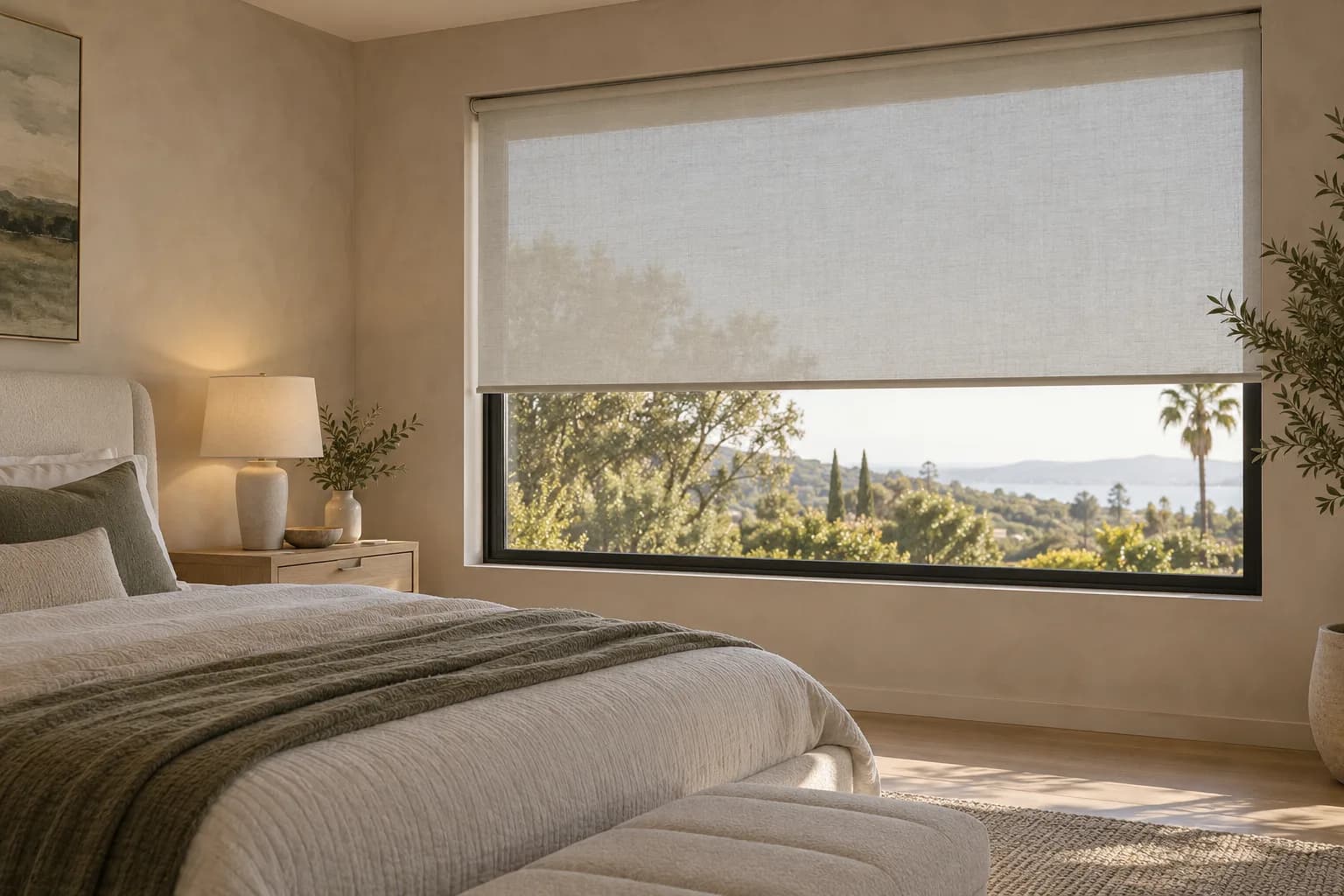 Roller & solar shades in a finished home interior